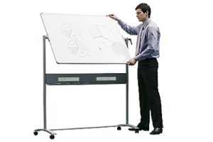 VENDBAR WHITEBOARDTAVLE INCL. GULVSTATIV 101.5X121.5CM