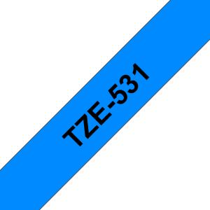 PRÆGETAPE BROTHER 12 MM SORT/ BLÅ TZE 531 LAMINERET