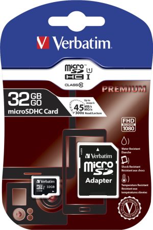 MICRO SD CARD VERBATIM 32GB HC 44083 PRO CLASS 10 M/ADAPTER