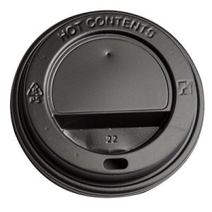 PLASTLÅG HØJT SORT M/DRIKKEHUL PK. 100 STK.