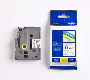 PRÆGETAPE BROTHER 6 MM SORT/KLAR TZE 111 LAMINERET