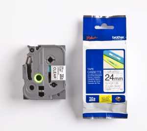 PRÆGETAPE BROTHER 24 MM SORT/KLAR TZE 151 LAMINERET
