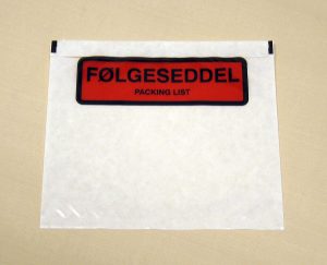 FØLGESEDDELLOMMER C9/122X110MM M/TRYK FØLGEDDEL 1000 STK