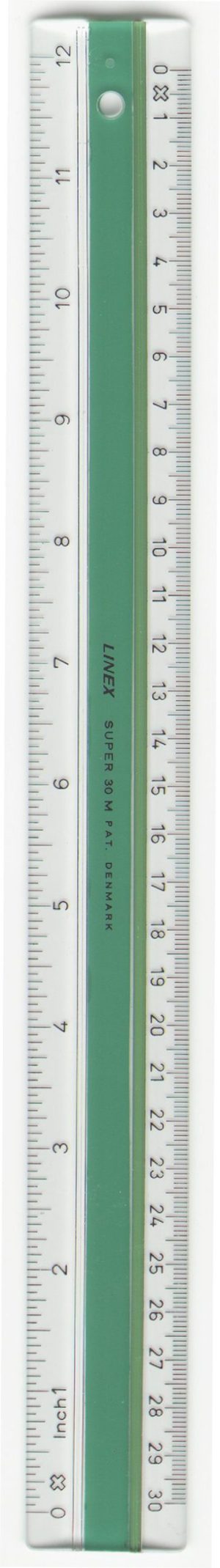 LINEAL LINEX 20 CM SUPER S20MM KLAR/GRØN M/GUMMIRIBBE