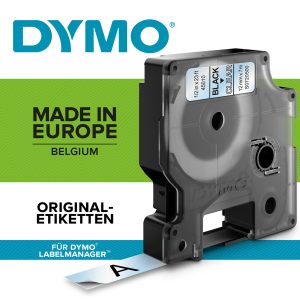 PRÆGETAPE DYMO D1 6 MM X 7 M SORT/KLAR 43610