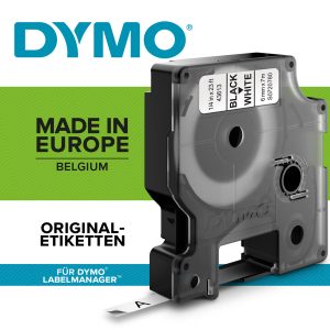 PRÆGETAPE DYMO D1 6 MM X 7 M SORT/HVID 43613