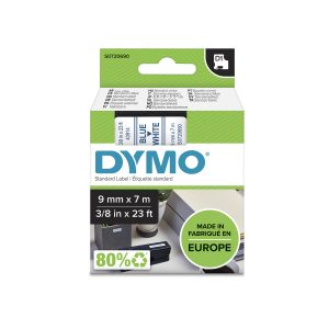 PRÆGETAPE DYMO D1 9 MM X 7 M BLÅ/HVID 40914
