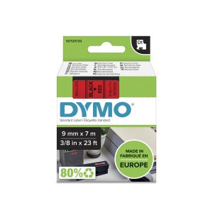 LABELTAPE DYMO D1 9MM SORT PÅ RØD 40917