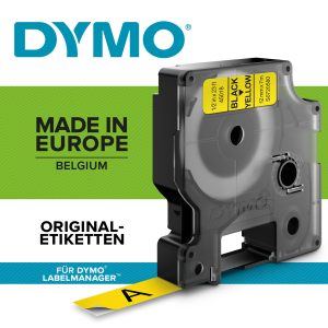 PRÆGETAPE DYMO D1 9 MM X 7 M SORT/GUL
