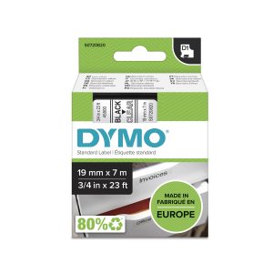 PRÆGETAPE DYMO D1 19 MM X 7 M SORT/KLAR 45800