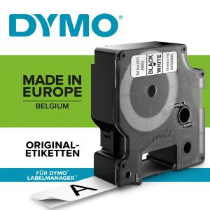 PRÆGETAPE DYMO D1 19 MM X 7 M SORT/HVID 45803