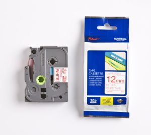 PRÆGETAPE BROTHER 12 MM RØD/HVID TZ 232 LAMINERET