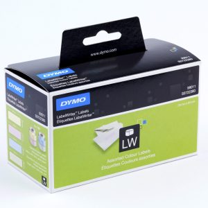 ETIKETTER DYMO 89X28MM PINK/GUL/GRØN/BLÅ 4X130STK 990