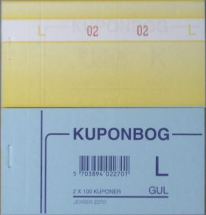 KUPONBOG 2270 130X70 MM GUL