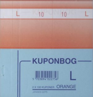 KUPONBOG 2275 130X70 MM ORANGE NR 1-100