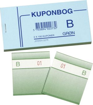 KUPONBOG 2273 130X70 MM GRØN