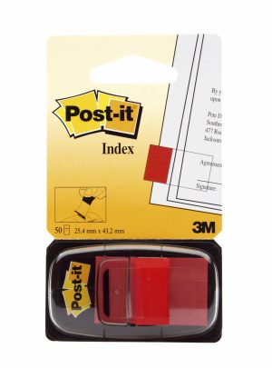 INDEXFANER POST-IT 680-1 RØD I DISP./50 25X43 MM