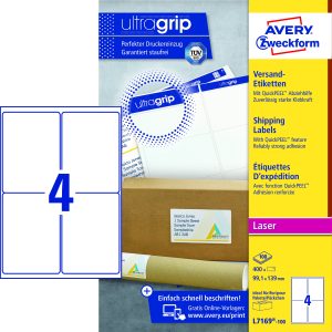 ETIKET LASER L7169-100 FORSENDELSE 99.1X139.0 MM