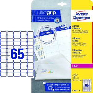 ETIKET LASER L7651-25 MINI- ADRESSE 38.1X21.2 MM M/1625