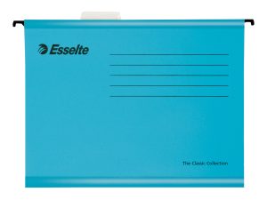 HÆNGEMAPPER ESSELTE BLÅ FOLIO M/KLAR FANE 25STK/KA