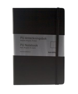 NOTESBOG A5 ULINIERET SORT OMSLAG I PU - 96 PLADE