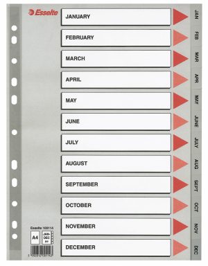 REGISTER ESSELTE JAN-DEC. GRÅ A4 M/KARTONFORBLAD