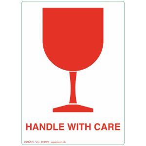 ETIKET SELVKLÆBENDE 'HANDLE WITH CARE' 120X86MM RL/500