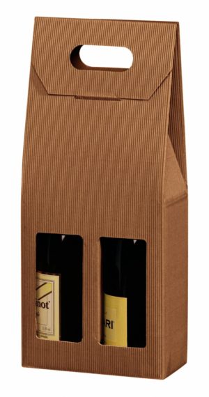 VINKARTON 2 FLASKER BRUN ÅBEN BØLGE