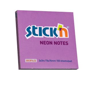 NOTES 76X76 MM LILLA STICK´N NEON PK. M/12 BLOKKE