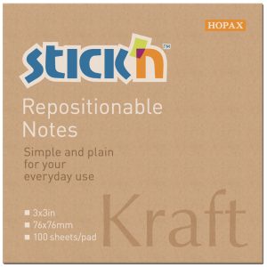 BLOK NOTES 76X76MM MILJØ BRUN STICK'N KRAFBLOK 100 BLADE