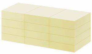 BLOK NOTES FLYTBARE 38 x 50 MM GUL - PAKKE A 12 BLOKKE