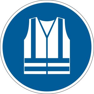 ADVARSELSKLISTERMÆRKE "ANVEND SIKKERHEDSVEST" Ø43CM 1 STK