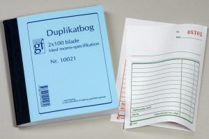 DUPLIKATBOG 10021 M. MOMS 108X150 MM 100 BL M/KOPI