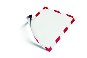 INFOLOMME A4 DURAFRAME MAGNET SECURITY RØD/HVID 5 STK