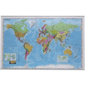 PLAKAT VERDENSKORT LAMINERET 1370X890MM