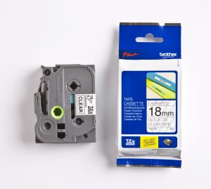 PRÆGETAPE BROTHER 18 MM SORT/KLAR TZ 141 LAMINERET