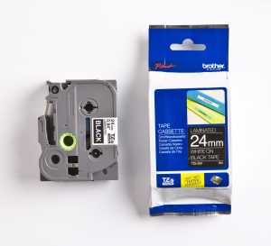 PRÆGETAPE BROTHER 24 MM HVID/ SORT TZ 355 LAMINERET