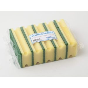 SKURESVAMP M/HÅNDTAG GRØN 7X15CM PK/5STK.