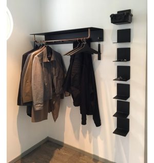 FROST HATTEHYLDE SORT/KOBBER 6 KNAGE + BØJLESTANG 100X15CM