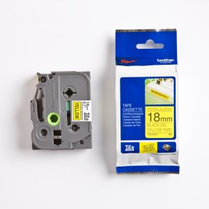 PRÆGETAPE BROTHER 18 MM SORT/ GUL TZ-S641 EKSTRA KLÆBENDE