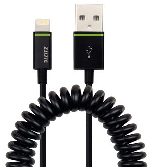 KABEL SPIRAL LIGTNING USB LEITZ 1M SORT