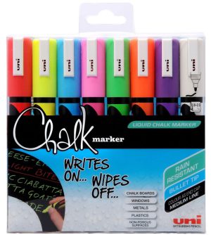 UNI CHALK MARKER PWE-5M/8 SÆT/8 STK SMAL UDGAVE