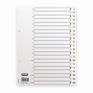 REGISTER A5 A-Å I PLAST M/FORBLAD GRÅ