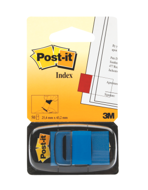 INDEXFANER POST-IT 680-2 BLÅ I DISP./50 25X43 MM