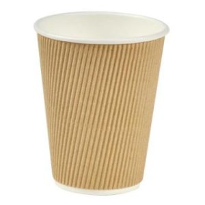 KAFFEBÆGER PAP 30CL NATUR RIPPLE WALL 25 STK