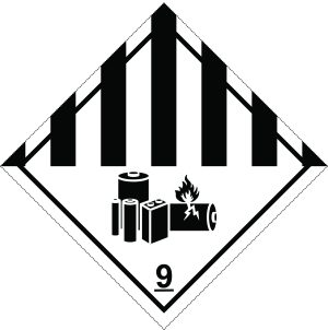 FAREETIKET LASSE 9 100X100MM LITHIUM BATTERIES 250 STK