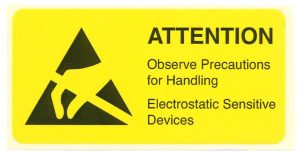 ETIKET "ATTENTION" GUL/SORT 36X73MM - 1000 STK.