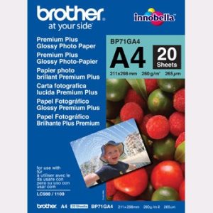 INKJETPAPIR BROTHER BP71GA4 PK/20ARK. A4 260GR.  GLOSSY