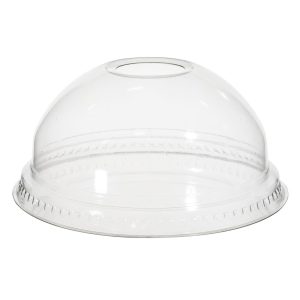 PLASTLÅG KLART KUPPELFORMED M/HUL T/SUGERØR KRT. 32X50STK