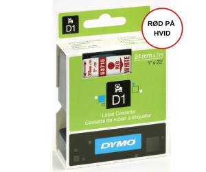 LABELTAPE DYMO D1 24MM RØD PÅ HVID 53715